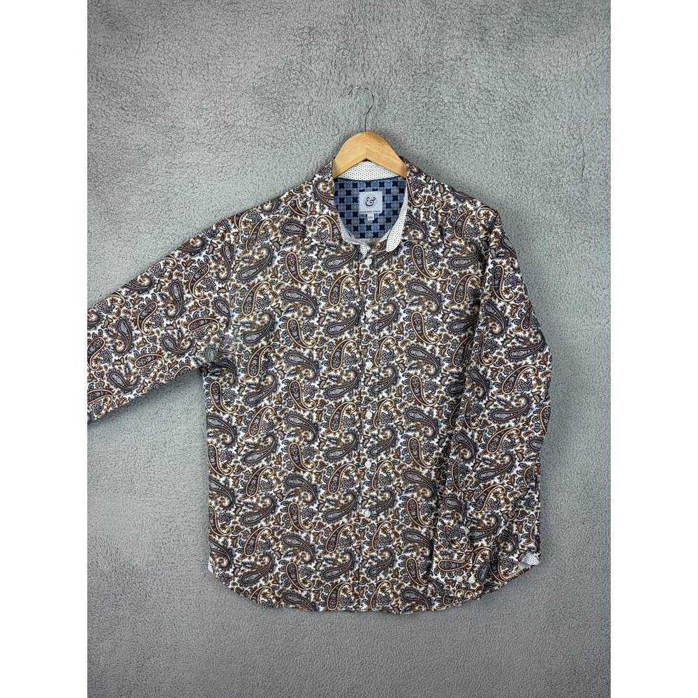 Kilburne Finch Shirt Mens 2XL Multicolor Paisley Long Sleeve Button Front Casual